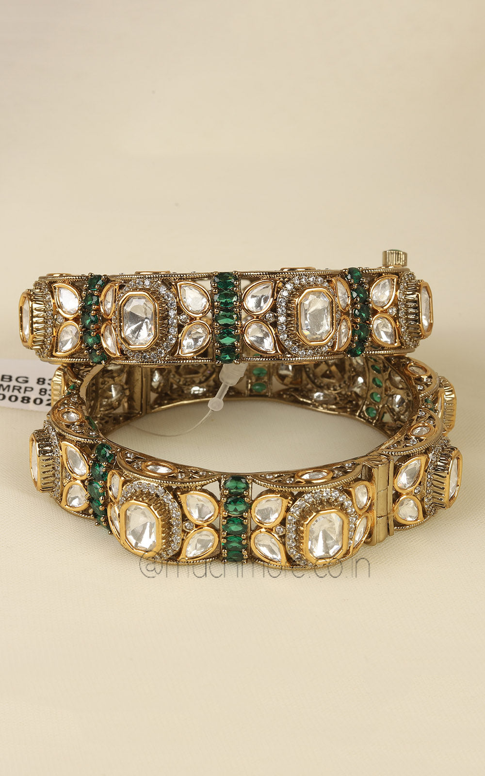 Polki Emerald Green Bridal Bangles Buy At Much More