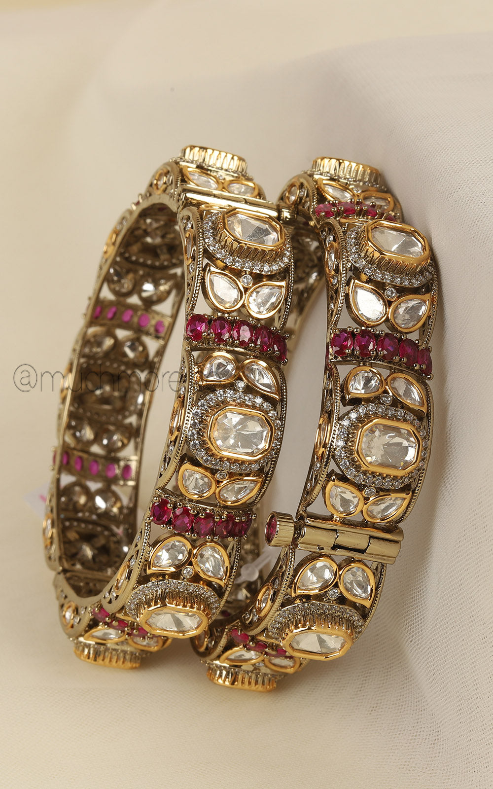Polki Ruby With Diamond Bridal Bangles Buy At Much More