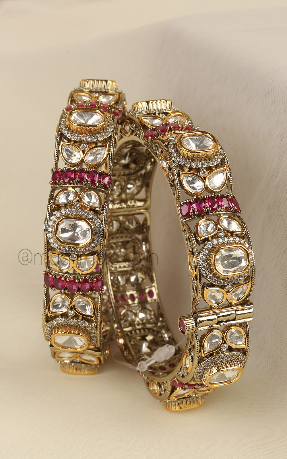 Polki Ruby With Diamond Bridal Bangles Buy At Much More