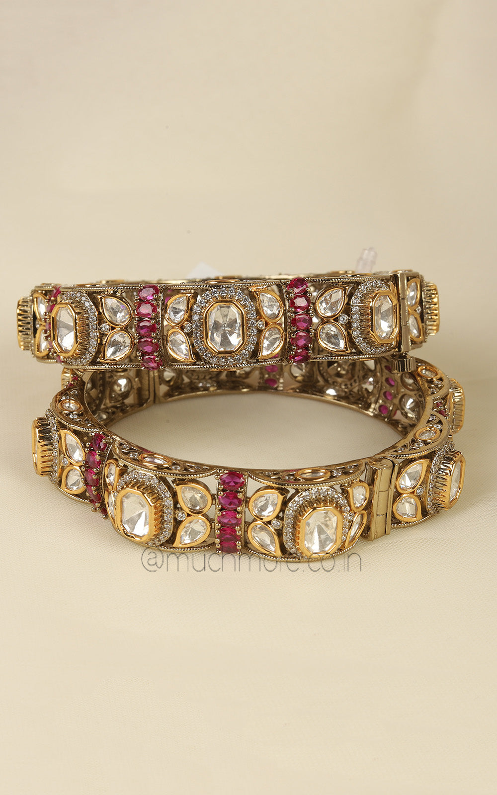 Polki Ruby With Diamond Bridal Bangles Buy At Much More