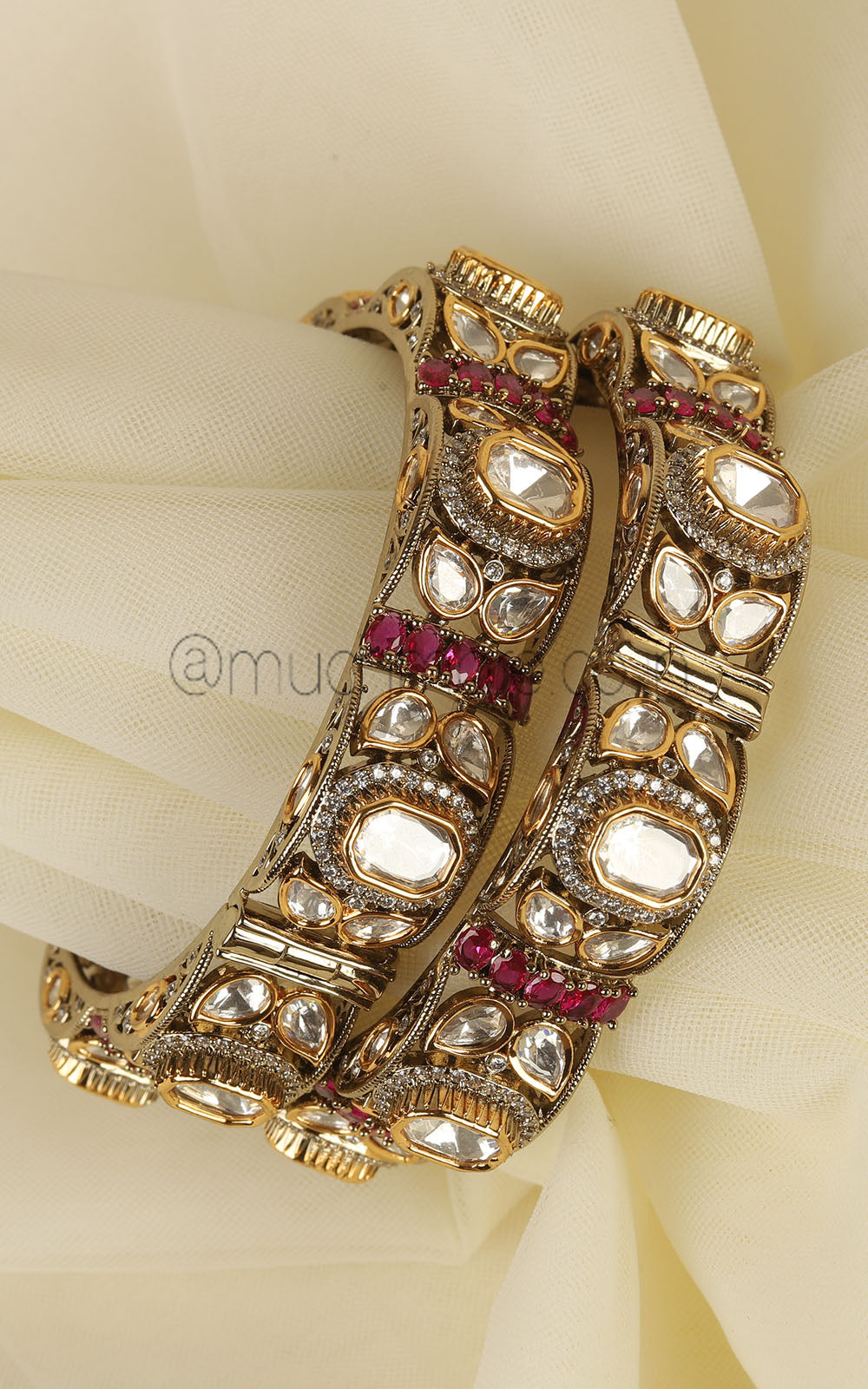Polki Ruby With Diamond Bridal Bangles Buy At Much More