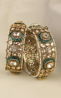 Emerald Green Designer Polki And Diamond Kangan Bangles Online