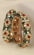 Ruby Green Meenakari Work Gold Polish Traditional Bangles