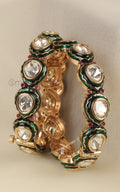Ruby Green Meenakari Bangles With Polkies For Bride To Be