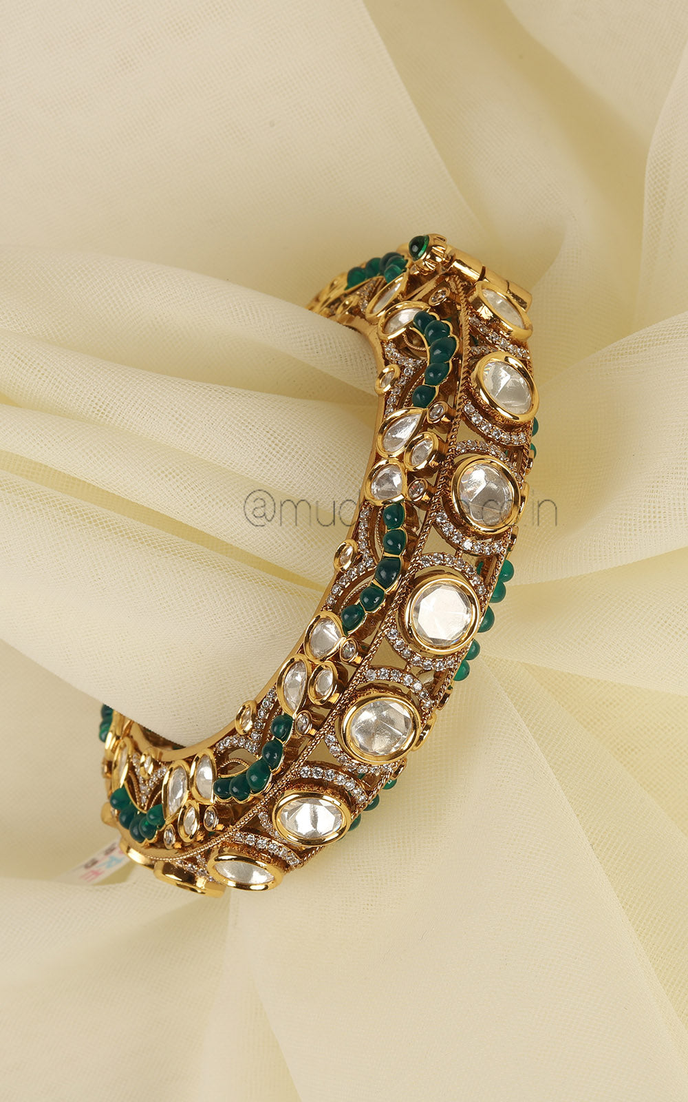 Premium Design Emerald Green Polki Pacheli At Much More