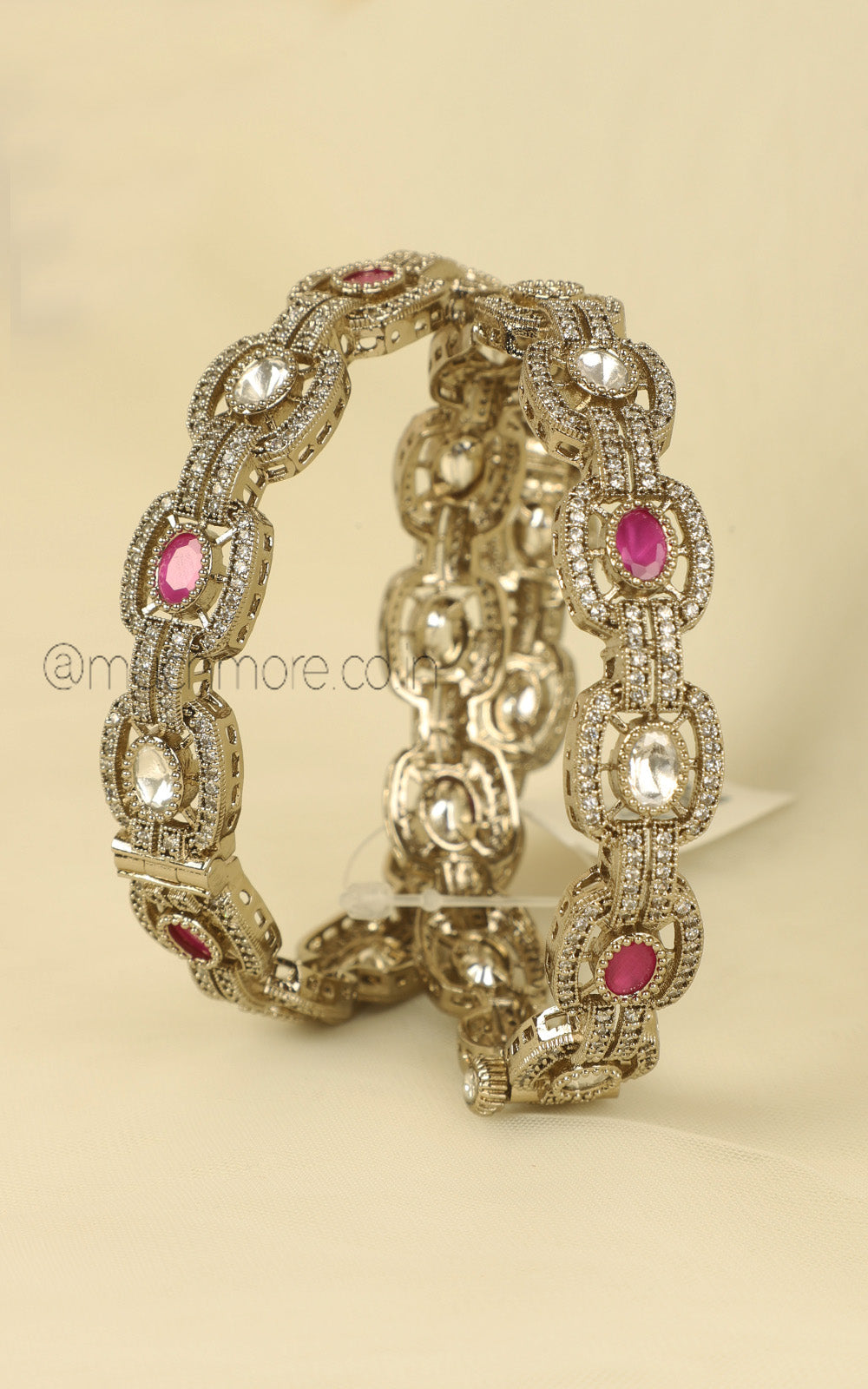 Ruby Antique Gold Polish Kundan Bangles Buy Online