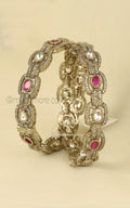 Ruby Antique Gold Polish Kundan Bangles Buy Online
