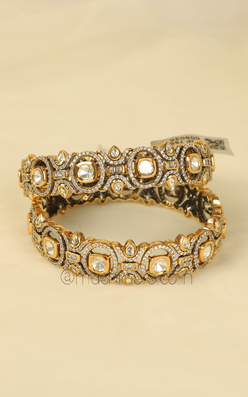 Gold Polish Polki Diamonds Kangan Kada Bangles