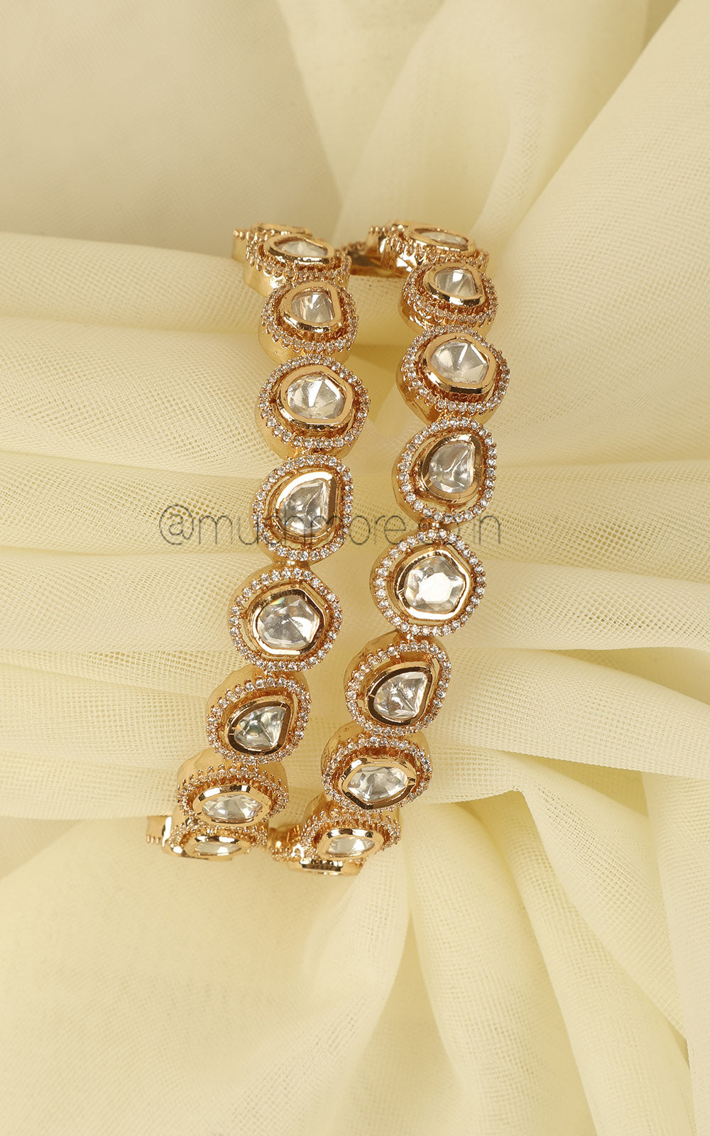 Uncut Kundan Polki With Diamond Sleek Bangles