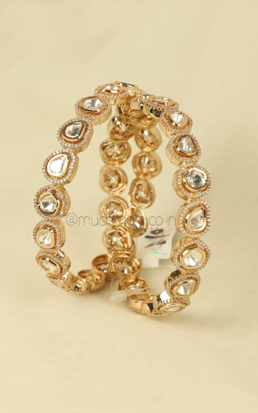 Uncut Kundan Polki With Diamond Sleek Bangles