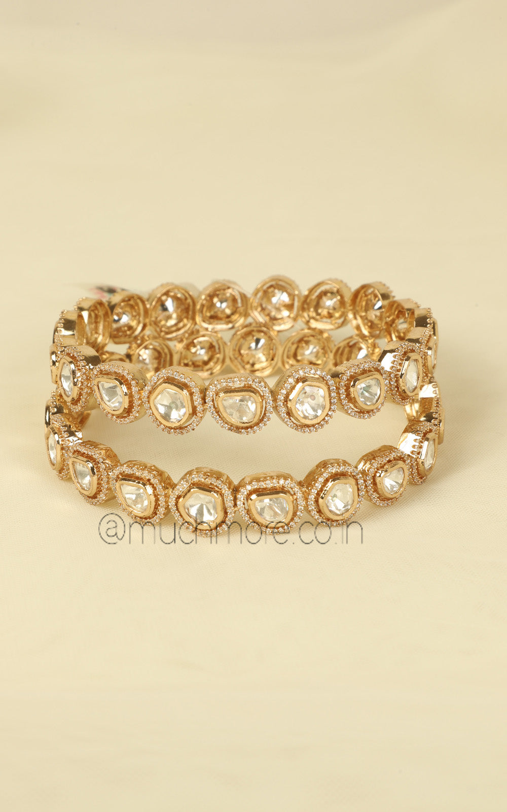 Uncut Kundan Polki With Diamond Sleek Bangles