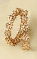 Shop Gold Polish Kundan Pacheli Flower Bangles