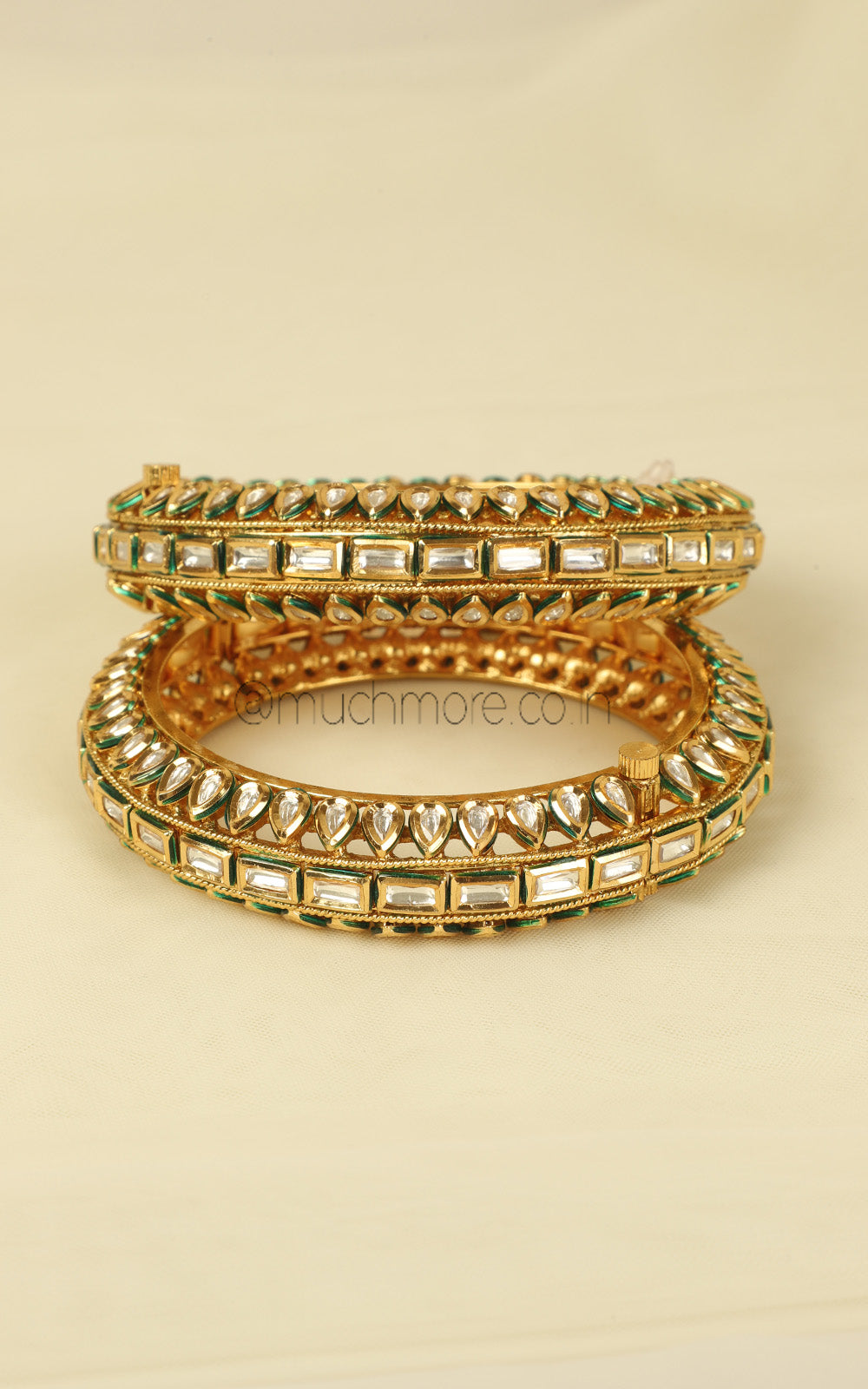 Statement Kundan Gold Polish Pacheli Bangles Kangan