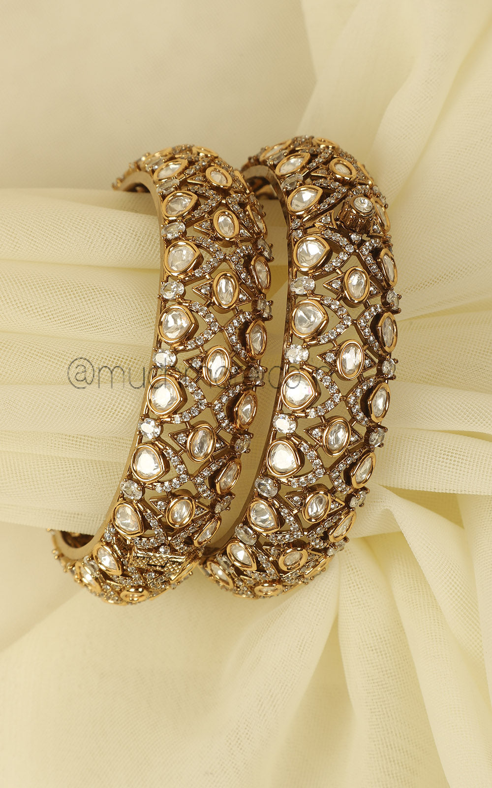 Latest Design Kundan Polki Side Openable Kangan Bangles