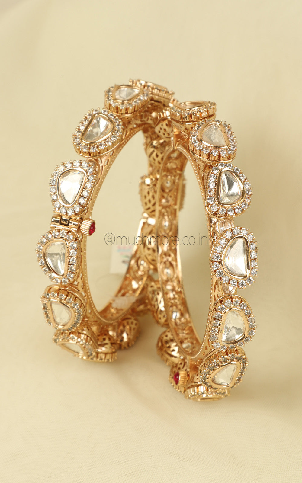 Gold Polki Uncut Kundan Diamond Pacheli Bangles