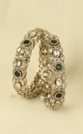 Antique Gold Polish Emerald Green Side Openable Bangles
