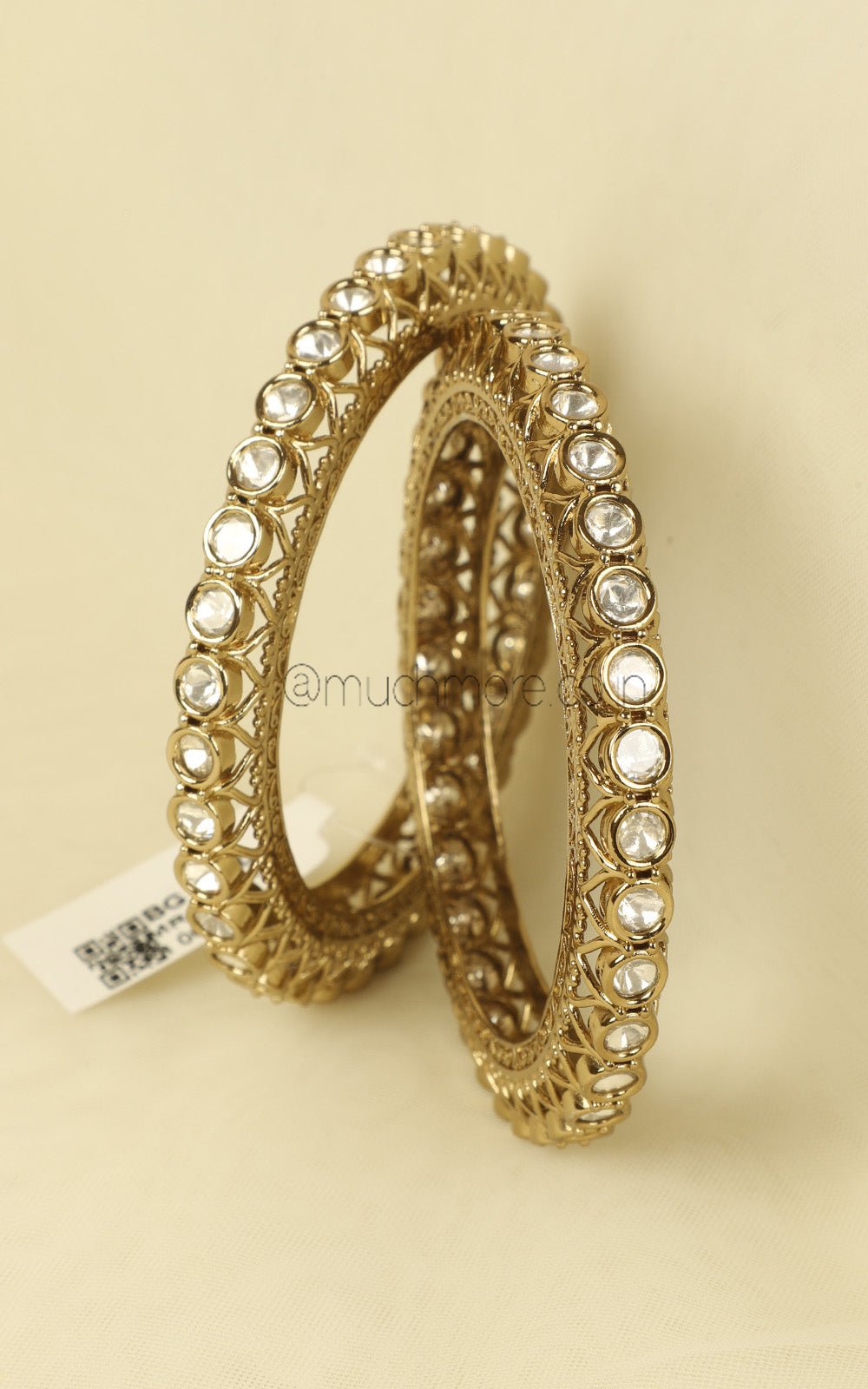 Antique Gold Polish Pacheli Style Kundan Bangles