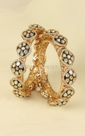 Emerald Green Enamel Kundan Polki Pachli Bangles