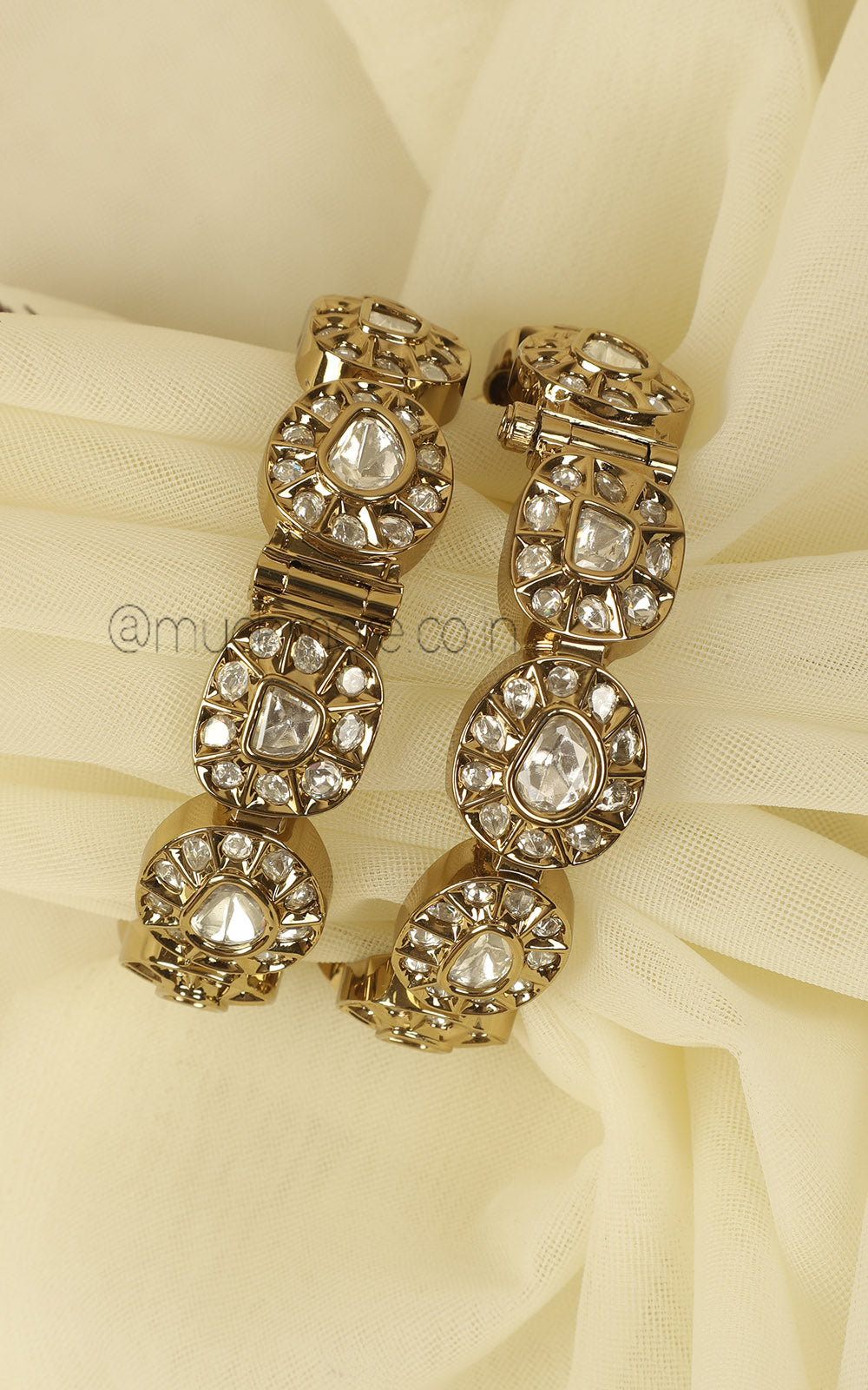 Antique Gold Polish Polki Kangan Bangles For Women