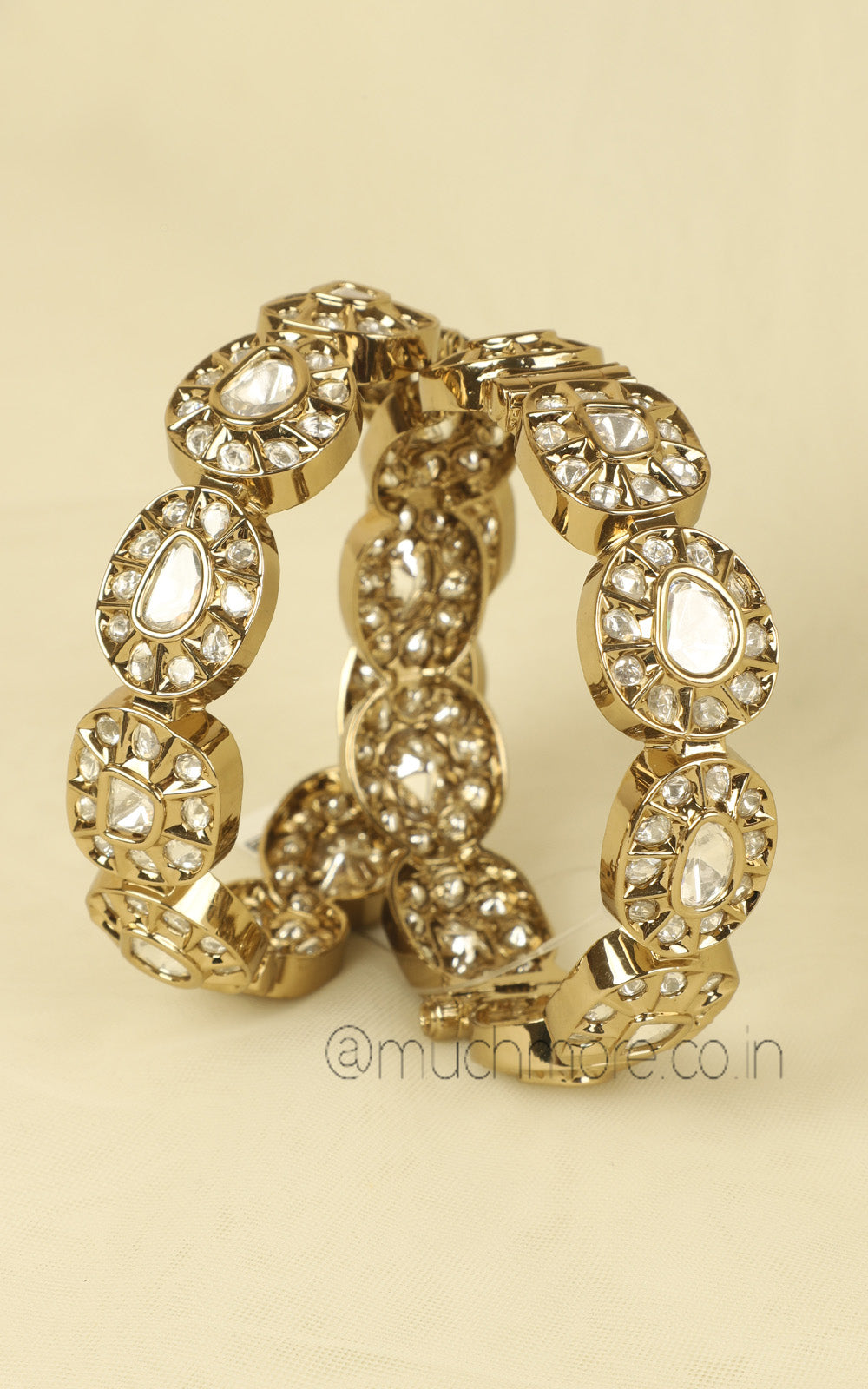 Antique Gold Polish Polki Kangan Bangles For Women