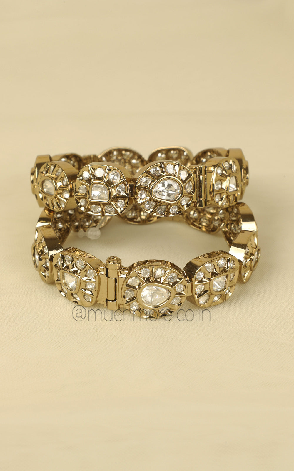 Antique Gold Polish Polki Kangan Bangles For Women