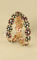 Ruby Kundan Emerald Green Enamel Work Bangles