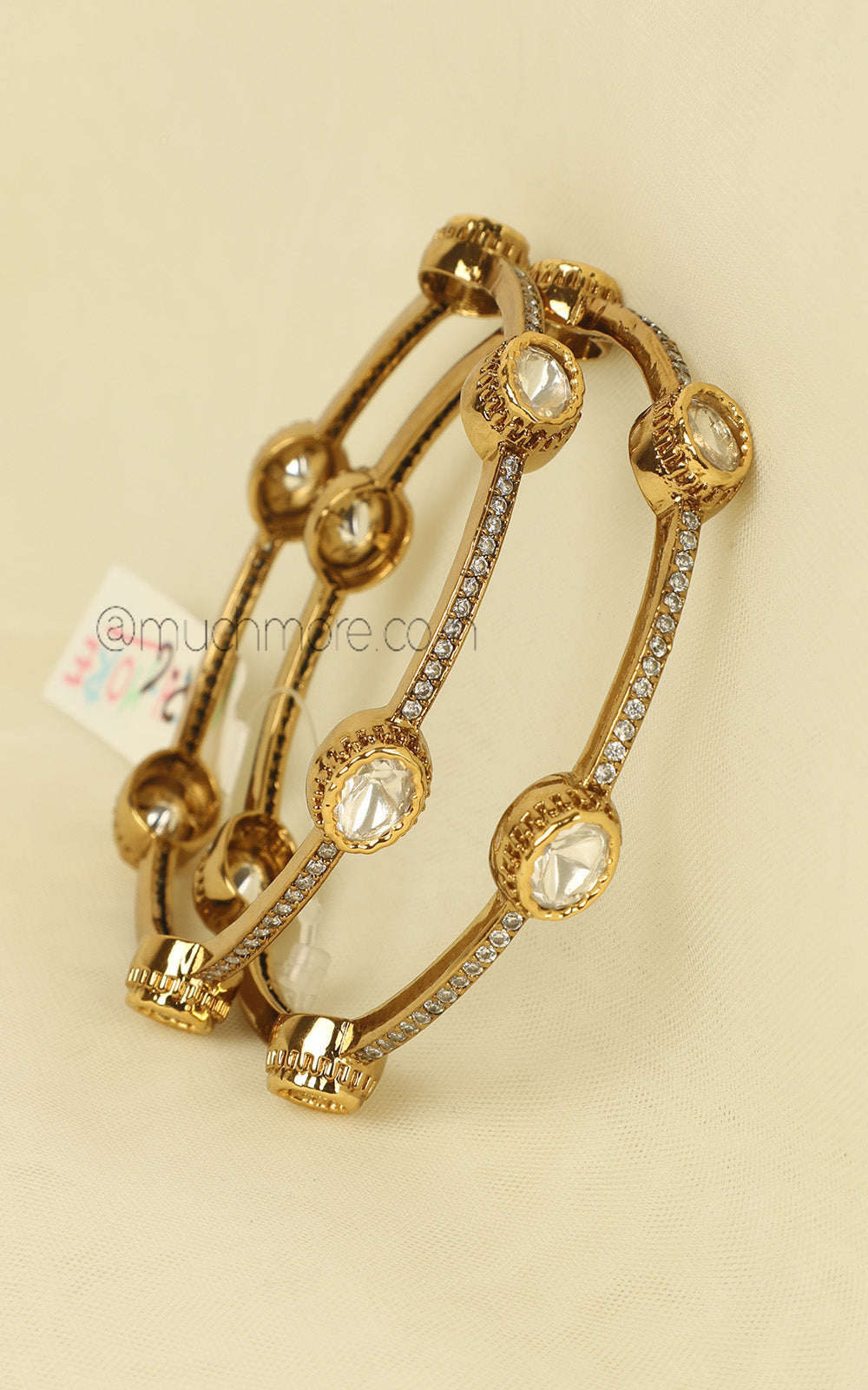 Polki Sleek Diamond Bangles In Gold Polish
