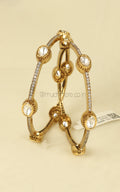 Polki Sleek Diamond Bangles In Gold Polish
