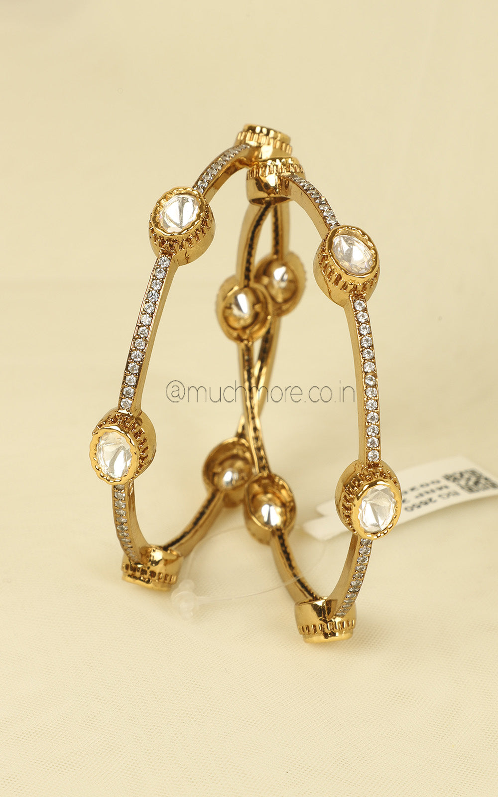 Polki Sleek Diamond Bangles In Gold Polish