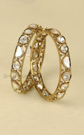 Gold Polish Uncut Kundan Daily Wear Bangles
