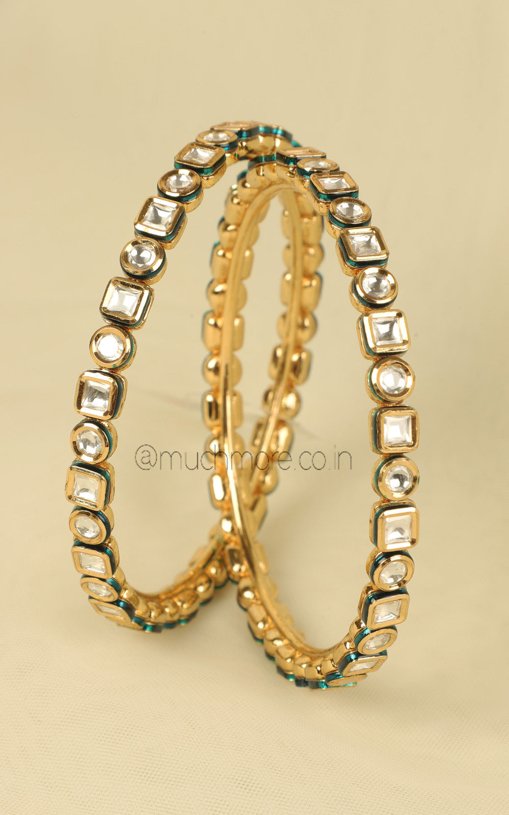 Lightweight Kundan Bangles with Gold Polish for Daily Wear