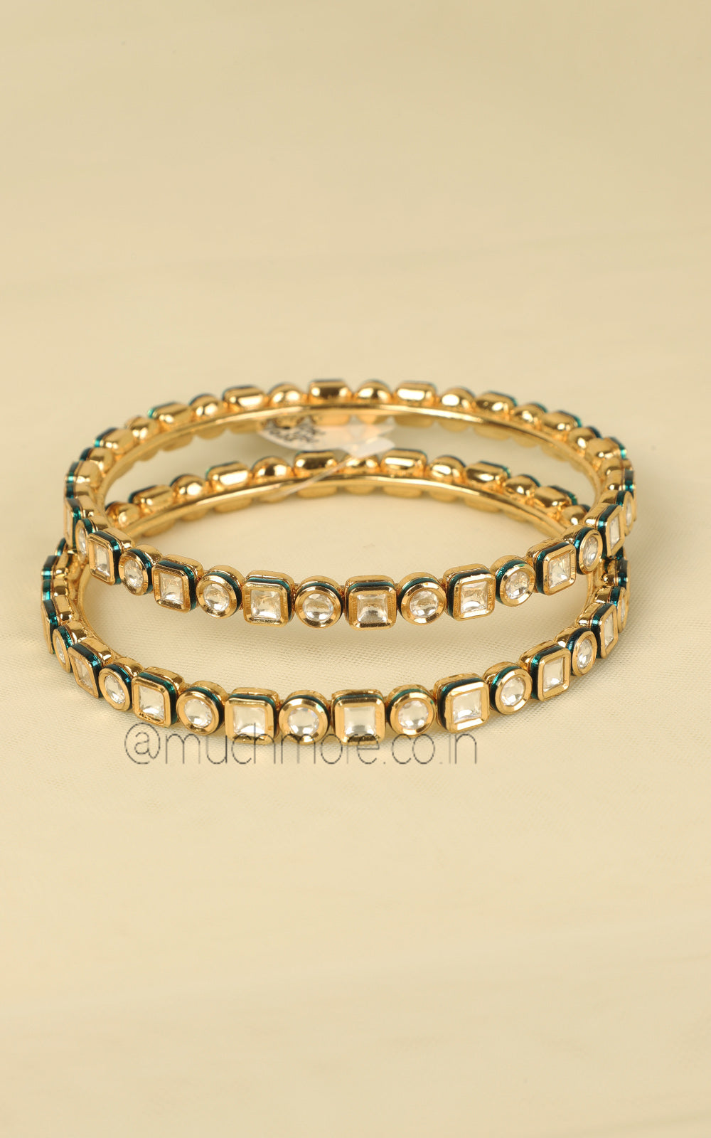 Lightweight Kundan Bangles with Gold Polish for Daily Wear