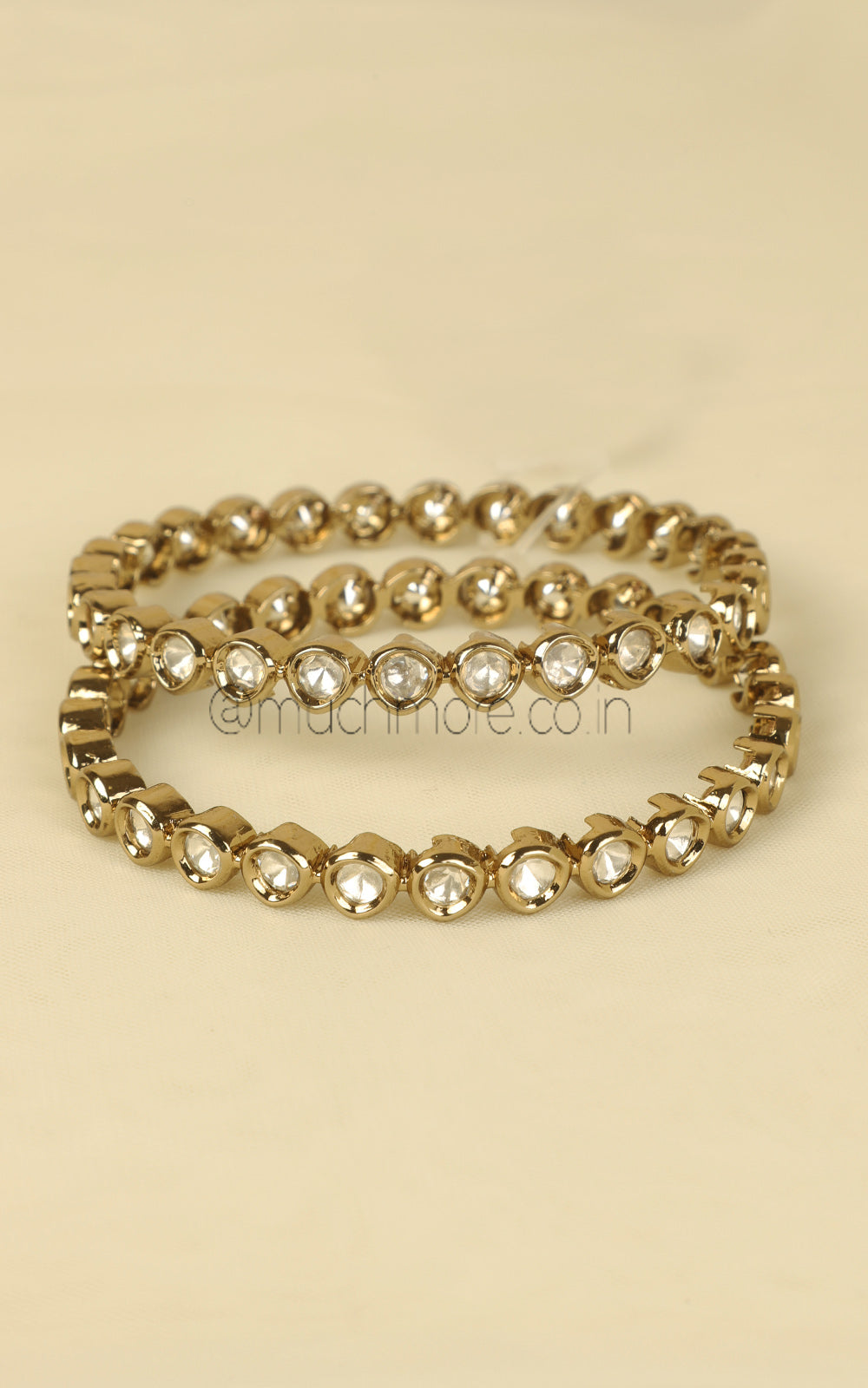 Uncut Kundan Sleek Bangles with Antique Gold Polish