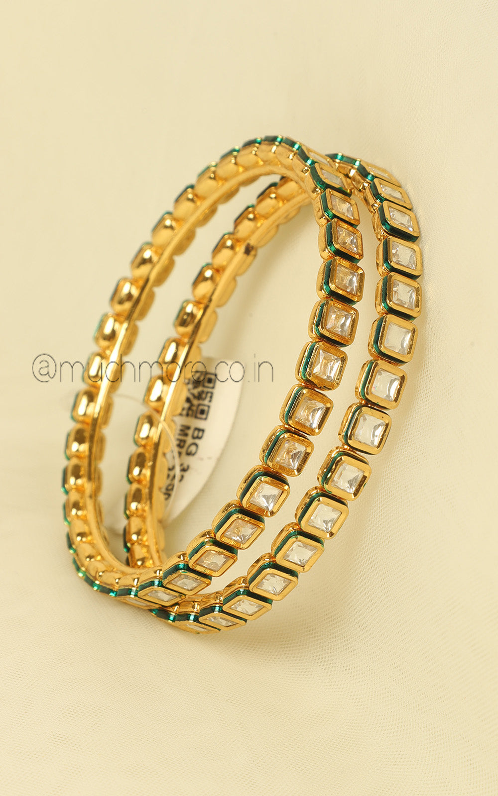 Gold Polish Kundan Bangles - Classic Bestseller Design