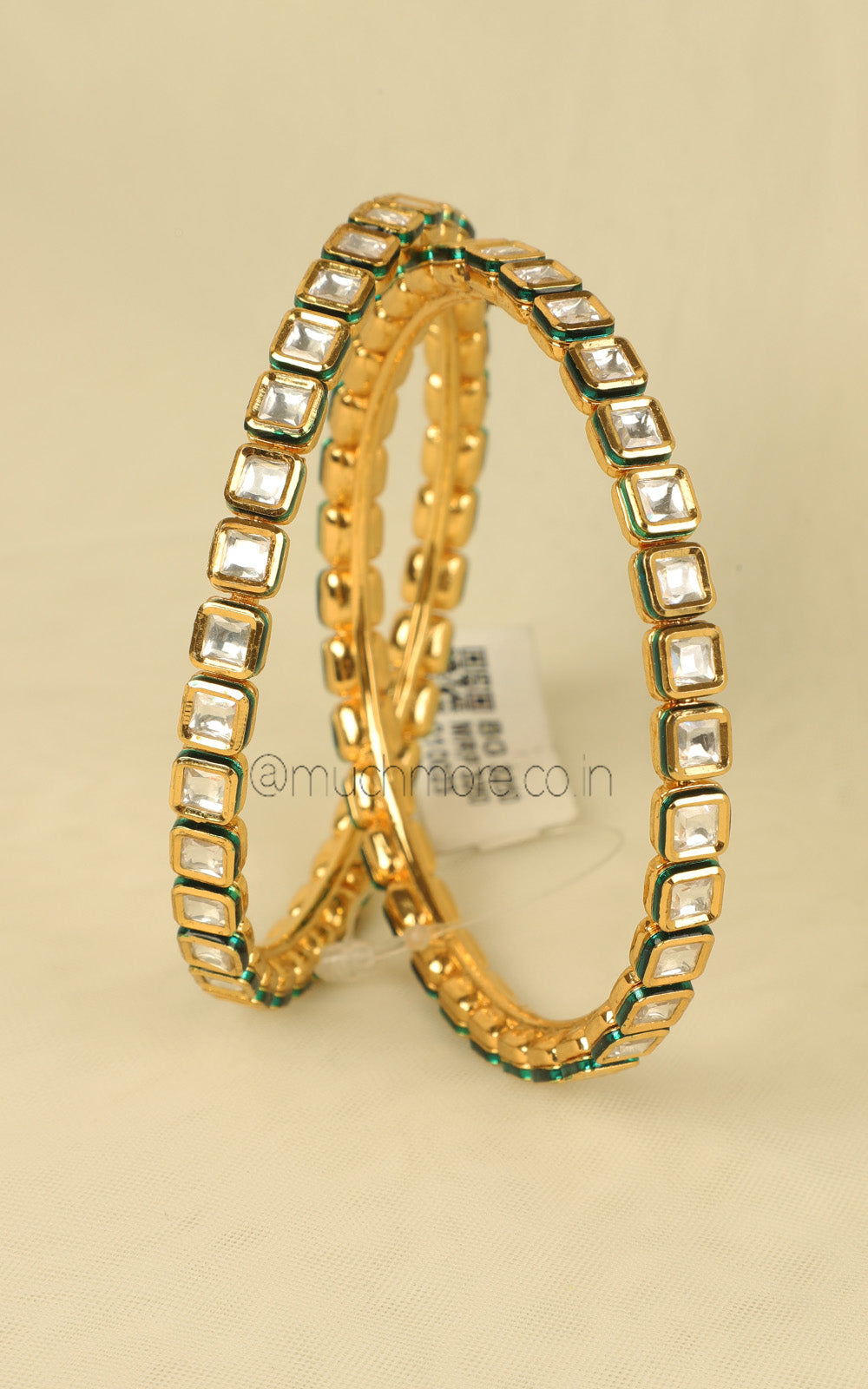 Gold Polish Kundan Bangles - Classic Bestseller Design