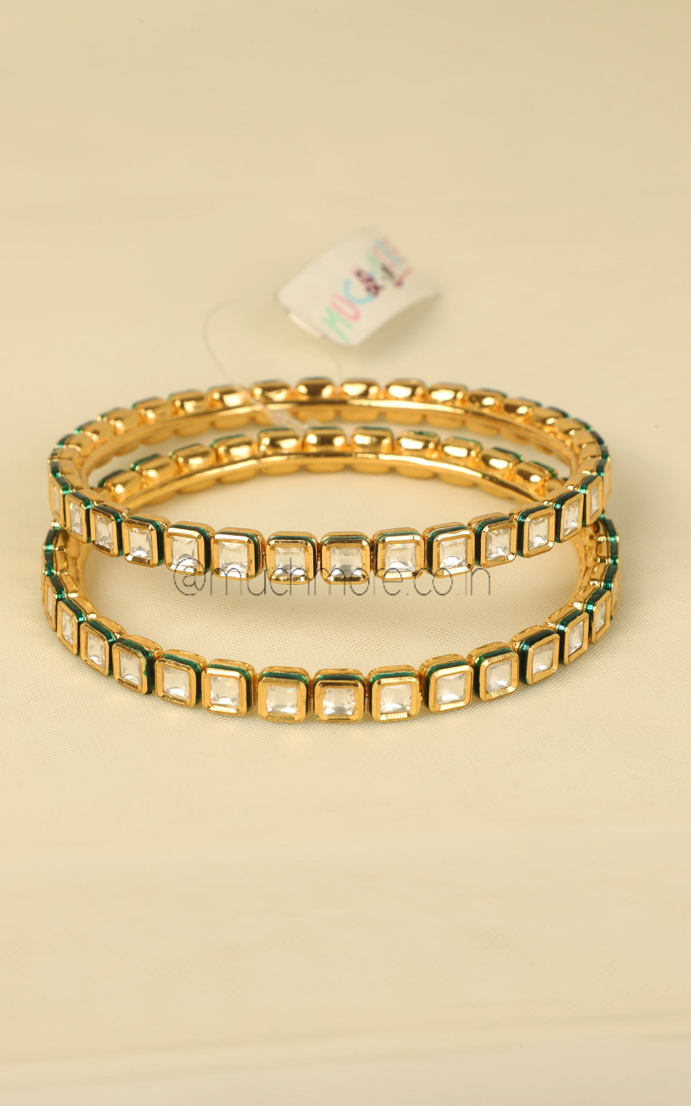 Gold Polish Kundan Bangles - Classic Bestseller Design