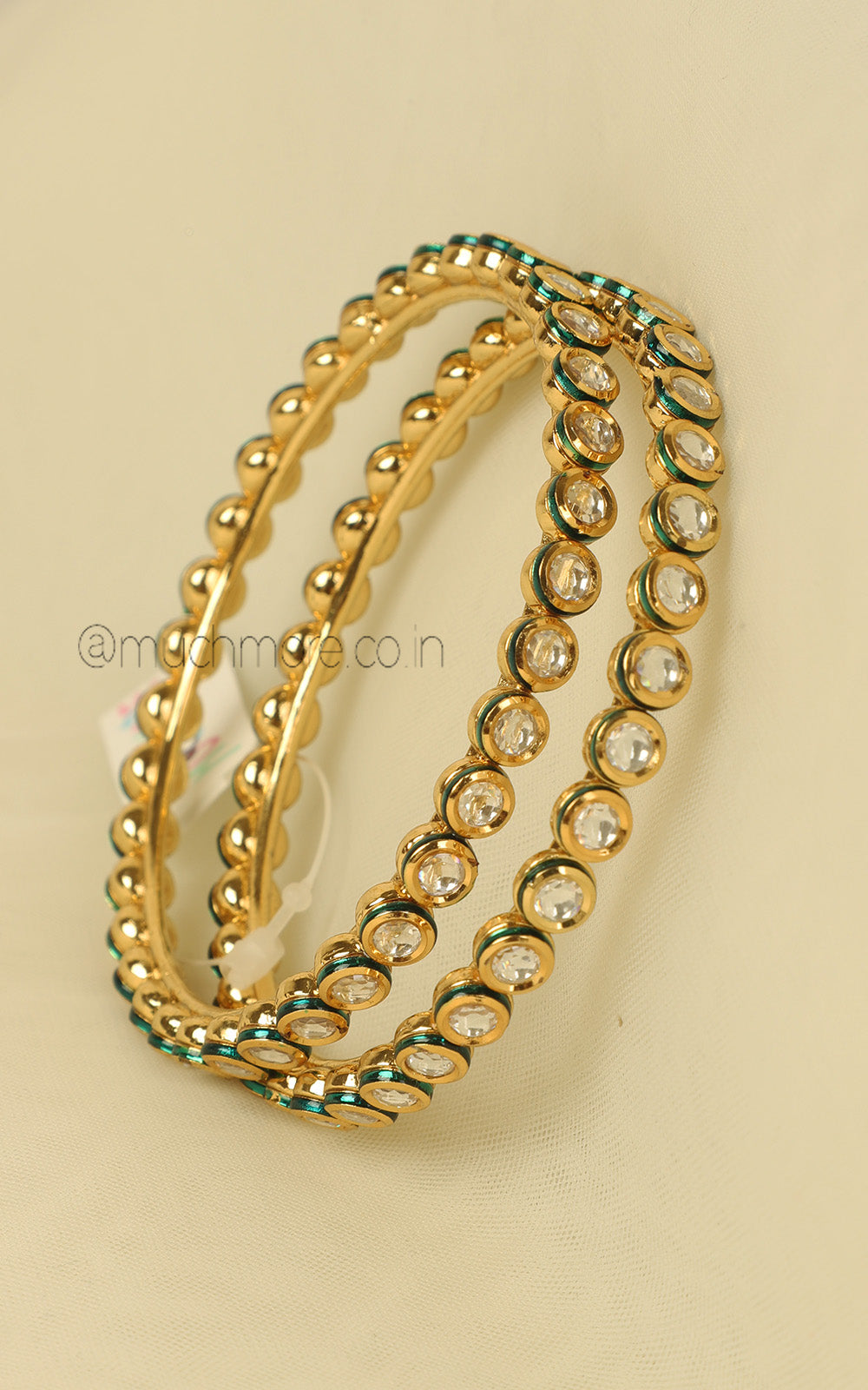 Round Kundan Bangles with Gold Polish