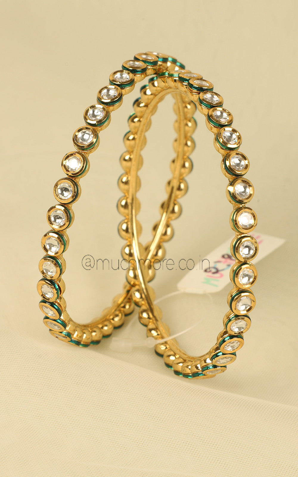 Round Kundan Bangles with Gold Polish