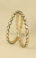 Drop Shaped Kundan Bangles with Gold Polish for Daily Wear