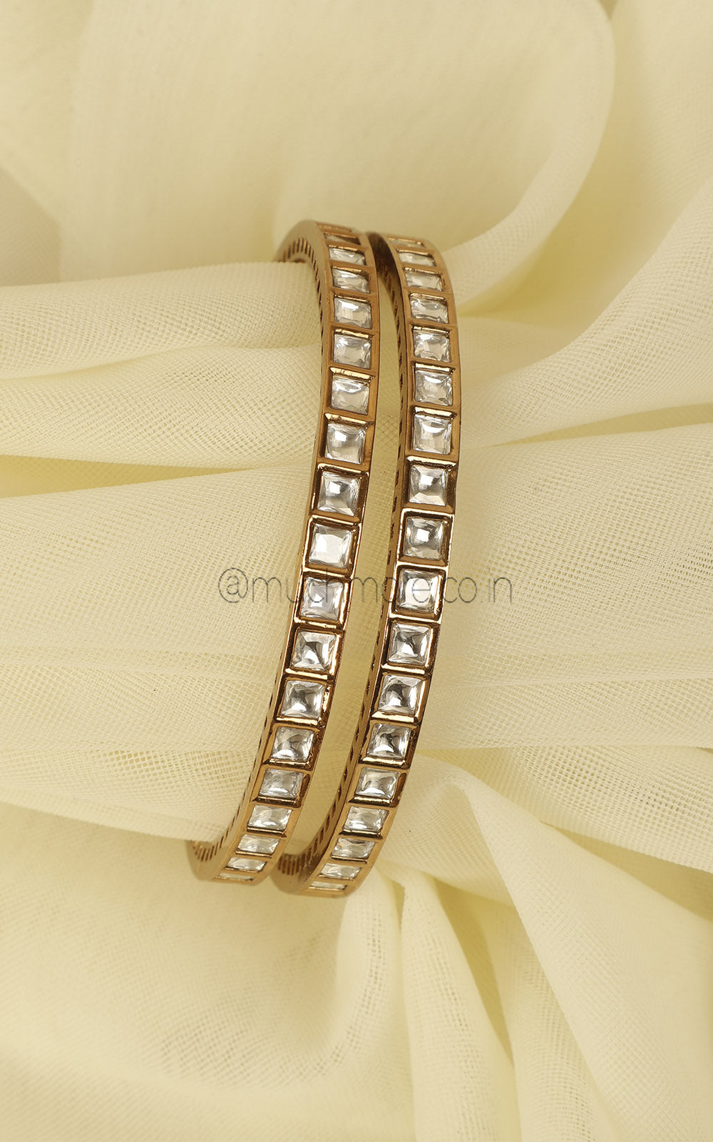 Antique Gold Polish Kundan Statement Bangles