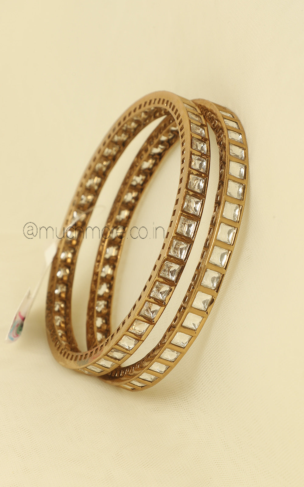 Antique Gold Polish Kundan Statement Bangles