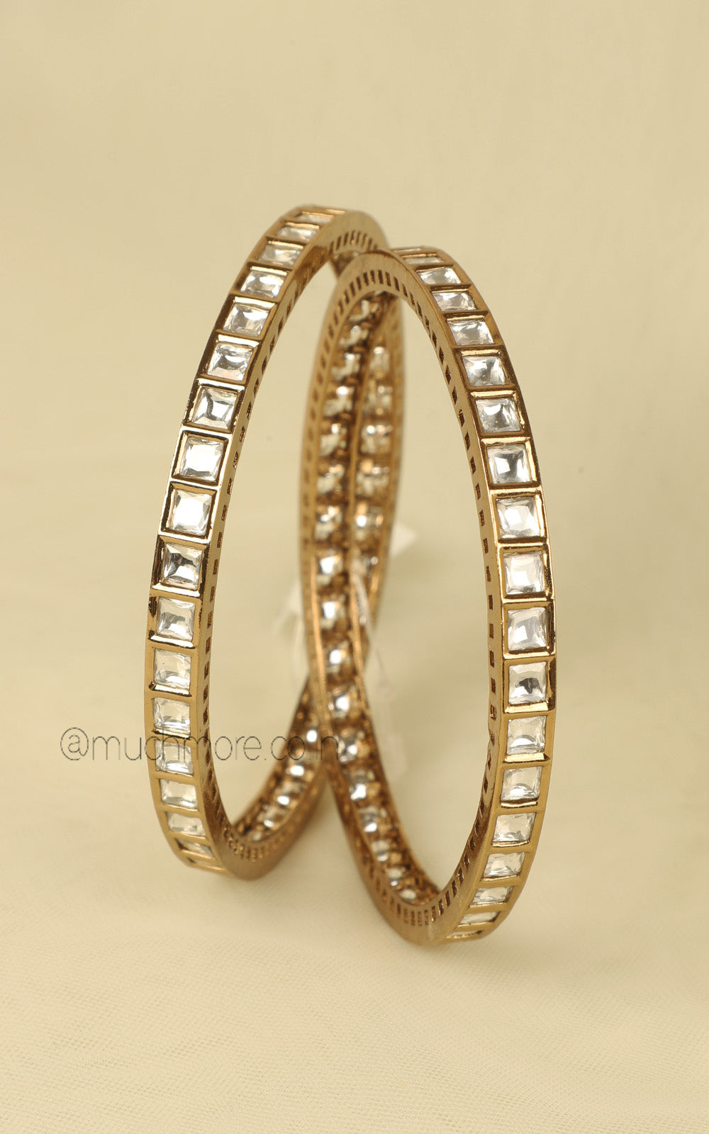 Antique Gold Polish Kundan Statement Bangles