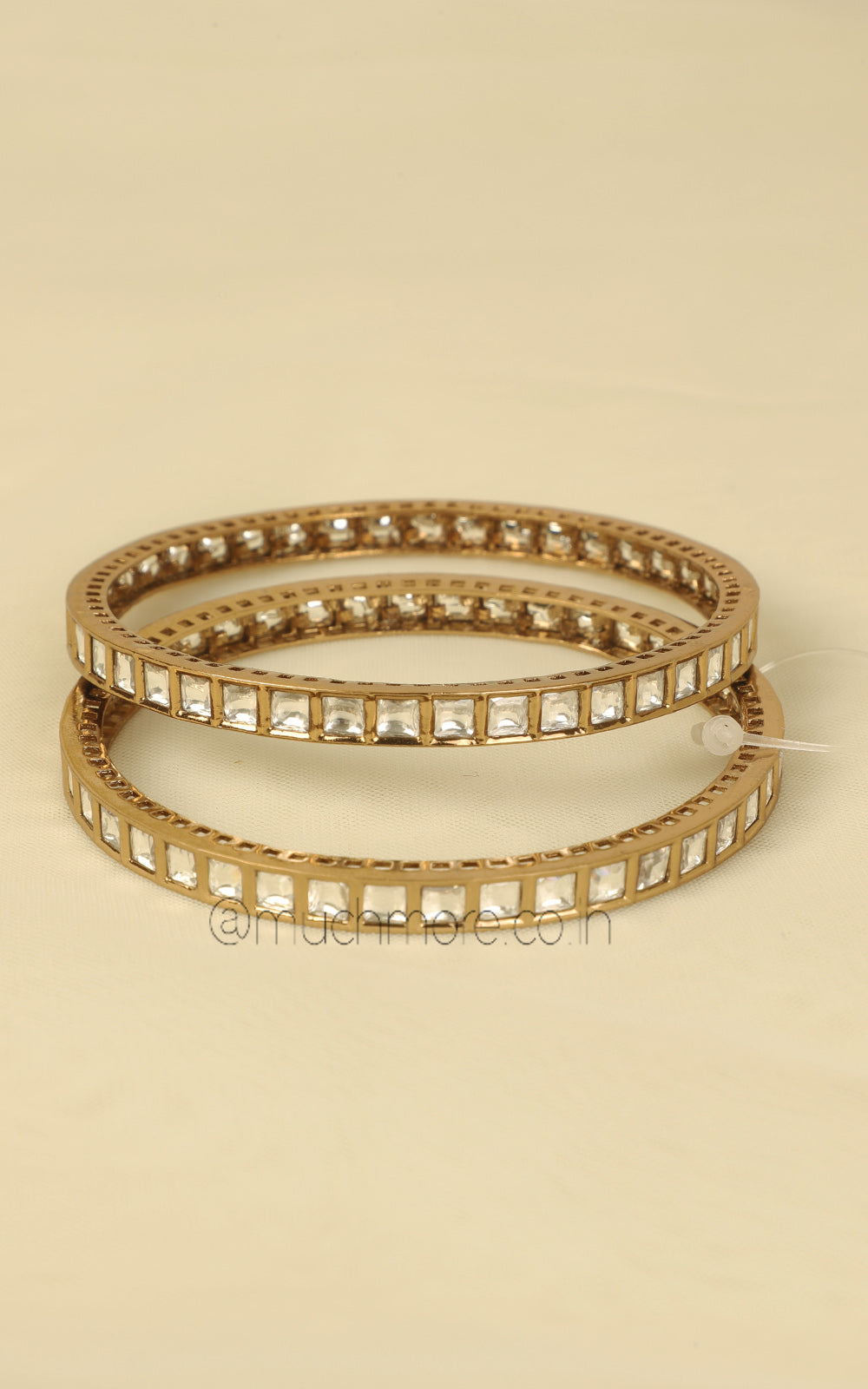 Antique Gold Polish Kundan Statement Bangles
