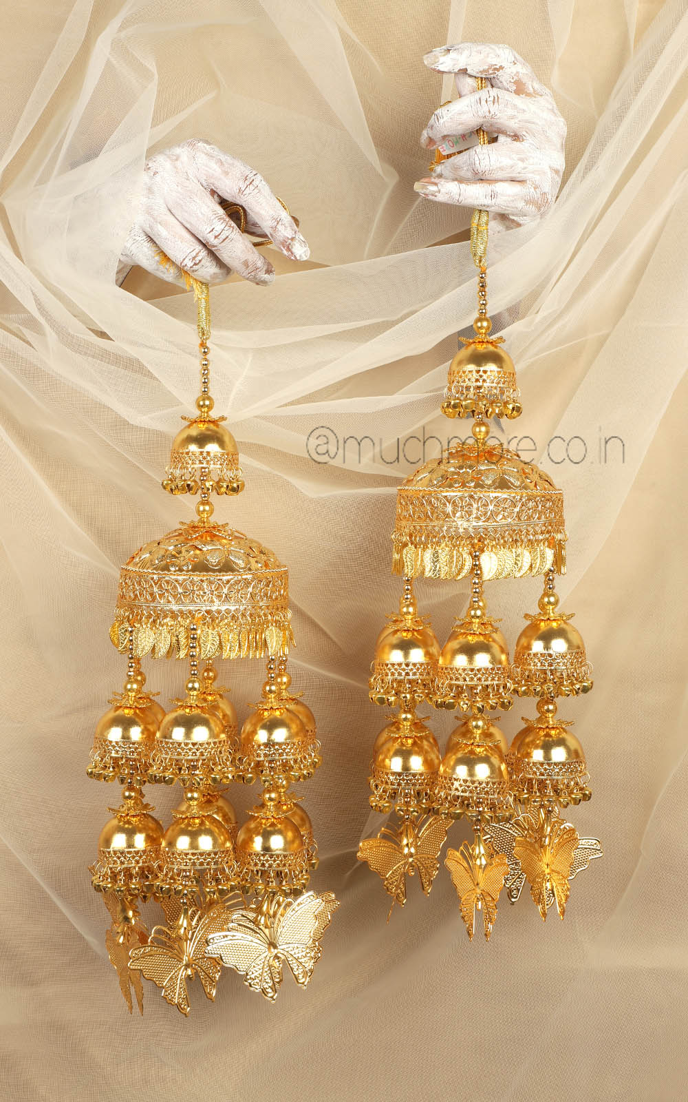 Butterfly Hanging Gold Polish Light Weight Weeding Kaleeras