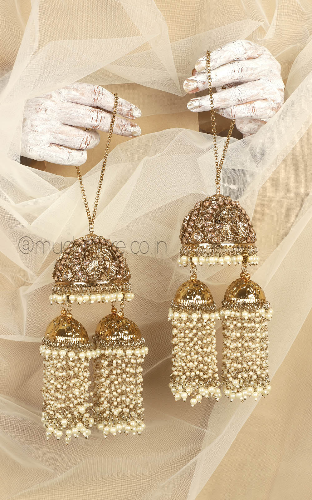 Cute Small Antique Gold Polish Pearl Barati Kaleeras