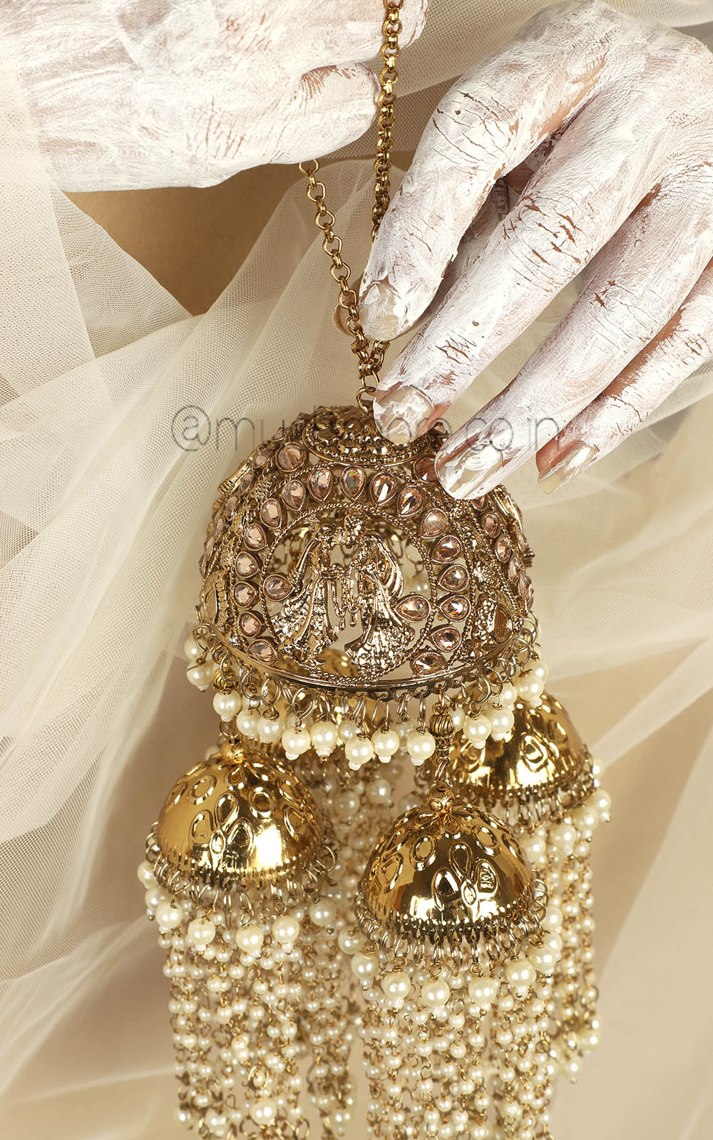 Cute Small Antique Gold Polish Pearl Barati Kaleeras