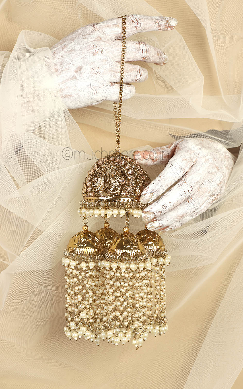 Cute Small Antique Gold Polish Pearl Barati Kaleeras