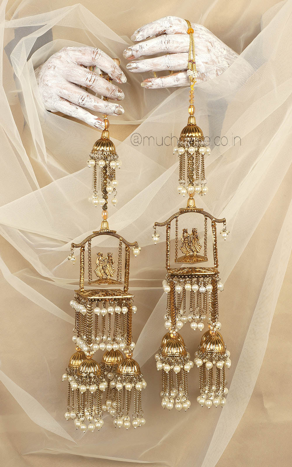 Bride Groom Varmala Antique Gold Wedding Kaleeras
