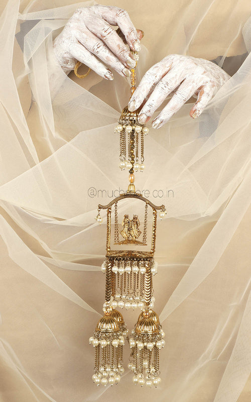 Bride Groom Varmala Antique Gold Wedding Kaleeras