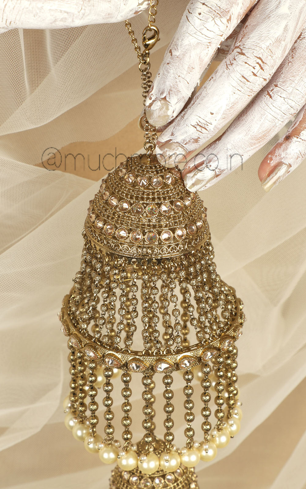Antique Gold Pearl And Cute Jhumki Hanging Kaleera Kaliree